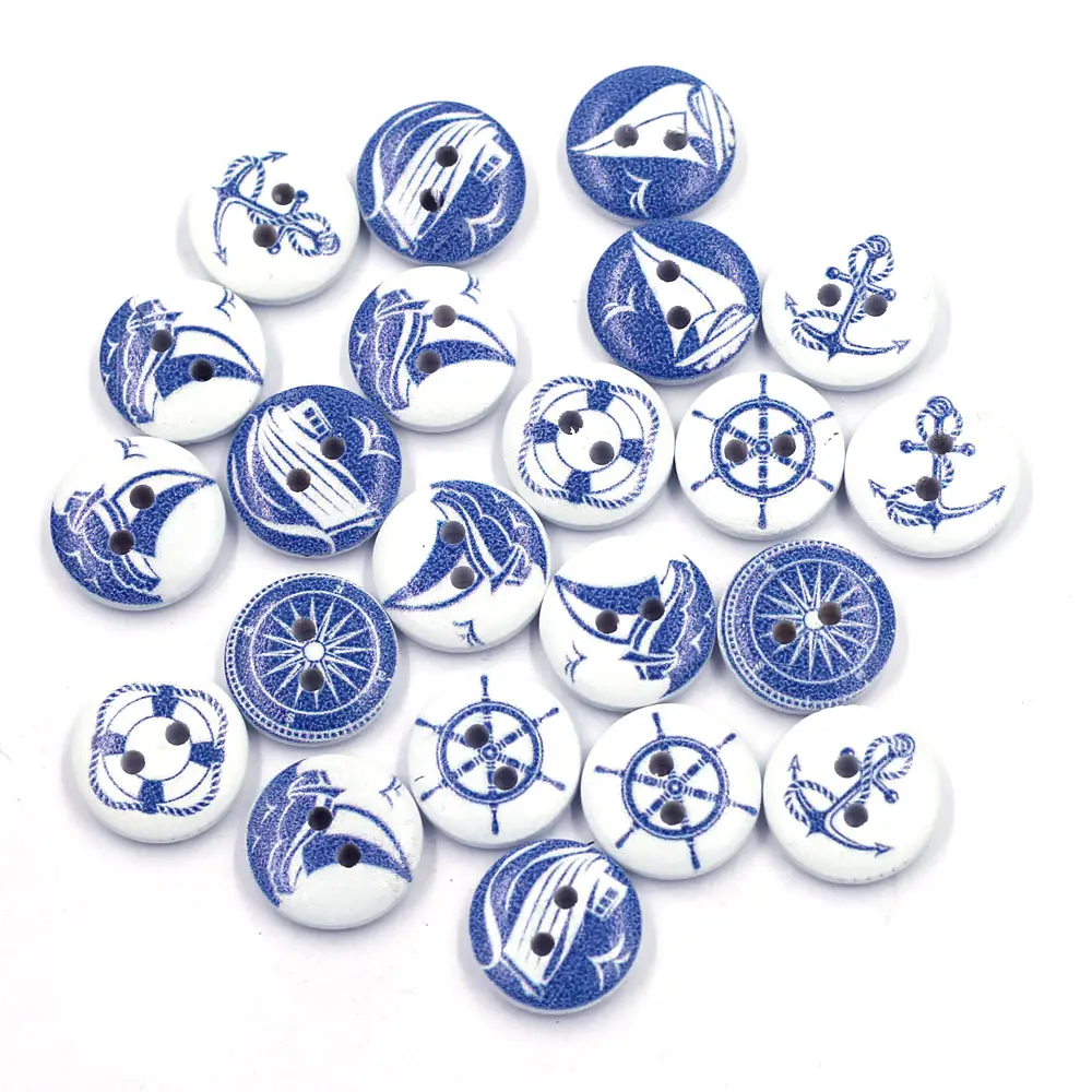 50 шт. круглые деревянные элементы с двумя отверстиями 15 мм|Пуговицы| |