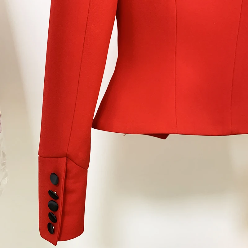 

HIGH STREET Newest Fashion 2021 Designer Jacket Women's Slim Fitting Red Short Blazer