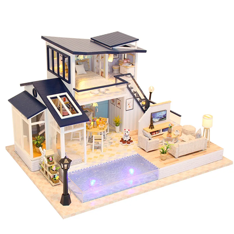

Diy Mini Miniature Dollhouse Furniture Accessories Doll House Kit Toys For Children Christmas Village Houses Casa De Boneca