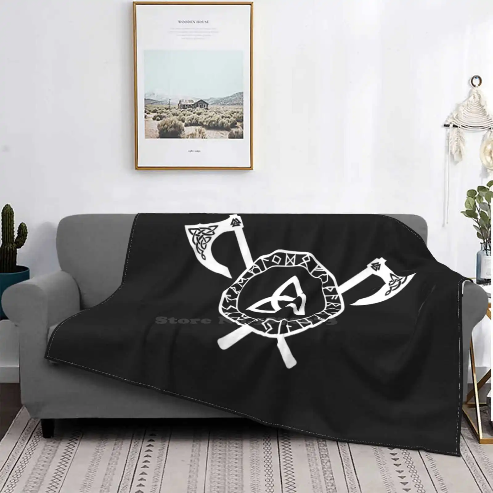 Скандинавский топор-узел белое всесезонное удобное теплое мягкое одеяло древнее