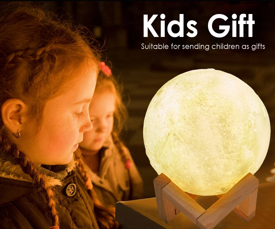 Ночсветильник в виде Луны с 3D рисунком светильник перезаряжаемая лампа