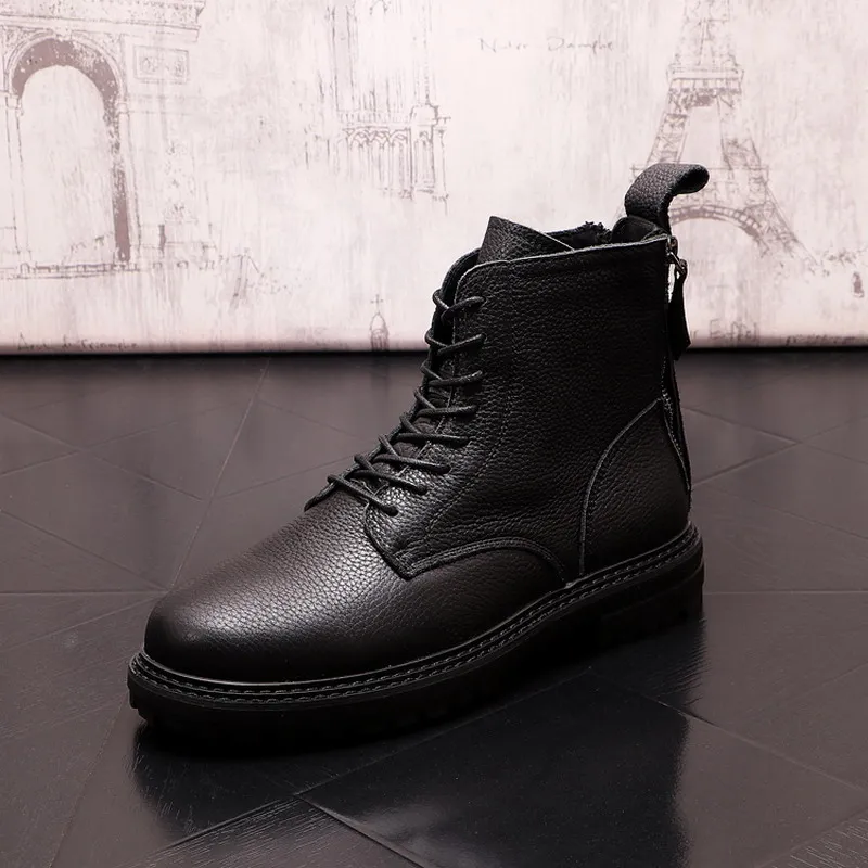 

Модные мужские черные ботильоны с круглым носком, деловая обувь для отдыха, Офисная деловая британская кожаная лаконичная обувь для мужчин ...