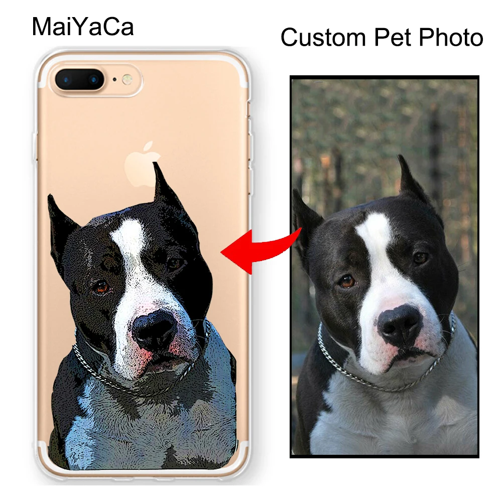 Заказной Pet illustrated Cat Animal gift Dog Portrait Прозрачный чехол для iPhone 12 mini 11 Pro MAX X XR XS SE 2020 6S 7 8