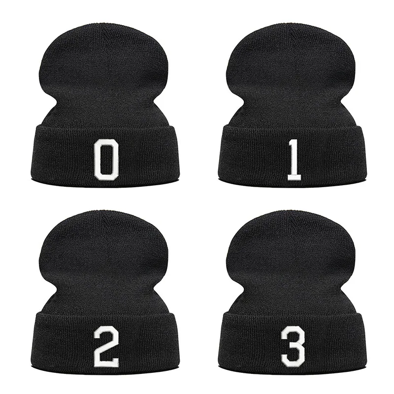 Fans Lucky Number 0-10, зимняя вязаная шапка с вышивкой, унисекс, хип-хоп, мужская, женская, уличная, танцевальная, облегающая шапка, повседневная, спортивная шапка