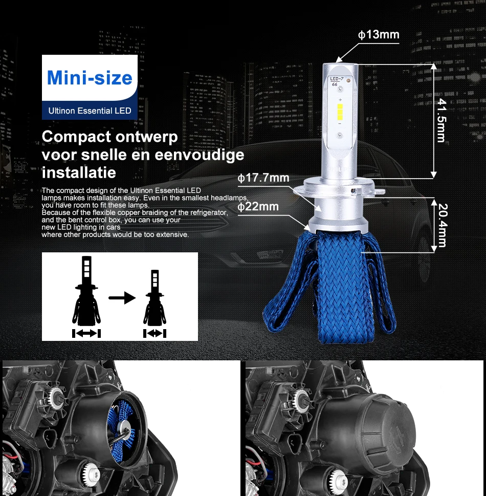 Philips H7 светодиодный H4 H11 H16 HB3 HB4 HIR2 9012 Автомобильные фары Высокая Низкая Белая светодиодная лампочка ampolletas para авто гибкий медный отвод тепла