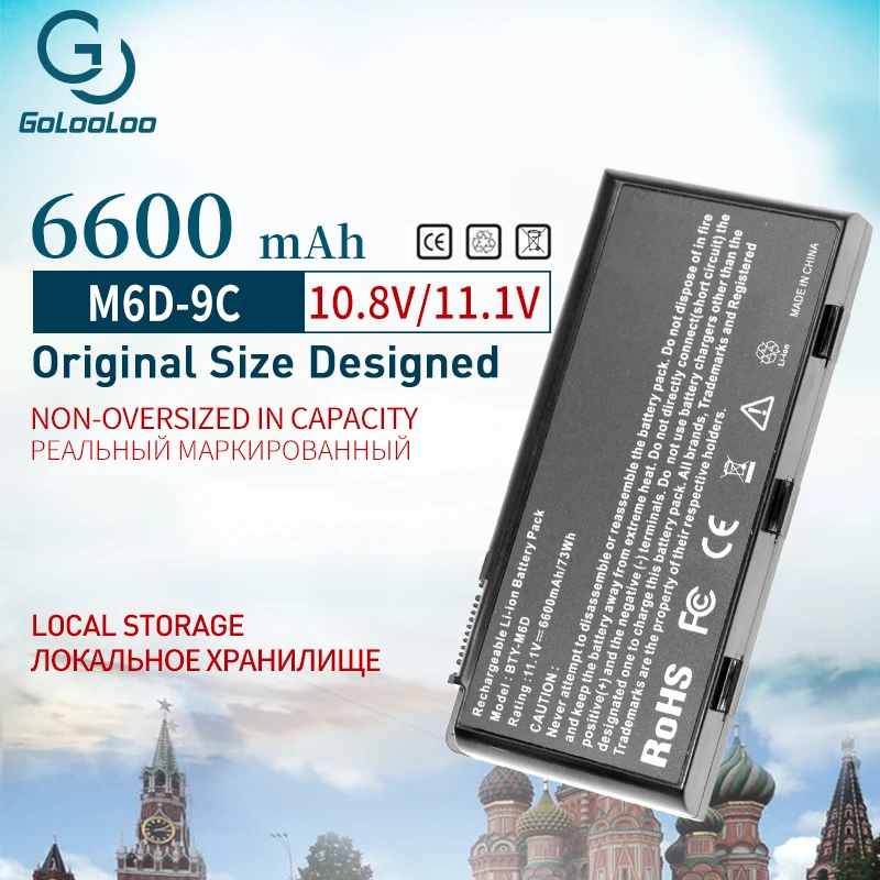 Golooloo 9 ячеек BTY-M6D ноутбук аккумулятор для MSI GT60 GT70 GX780R GX680 GX780 GT780R GT660R GT663R GX660 GT680R GT783R E6603