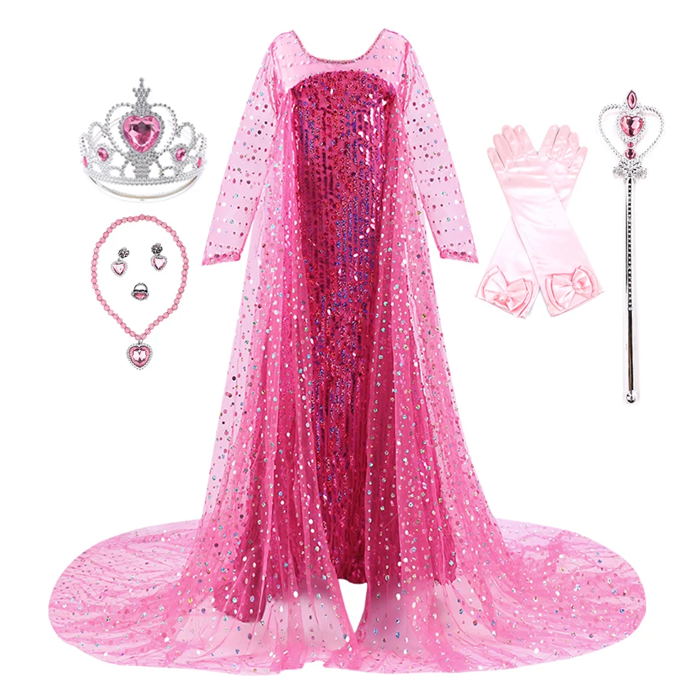 

Princess Dress for Baby Girl Snow Queen Elsa Cosplay Costume Girl Dress Up Princess Dress Kids Birthday Party Halloween Costume