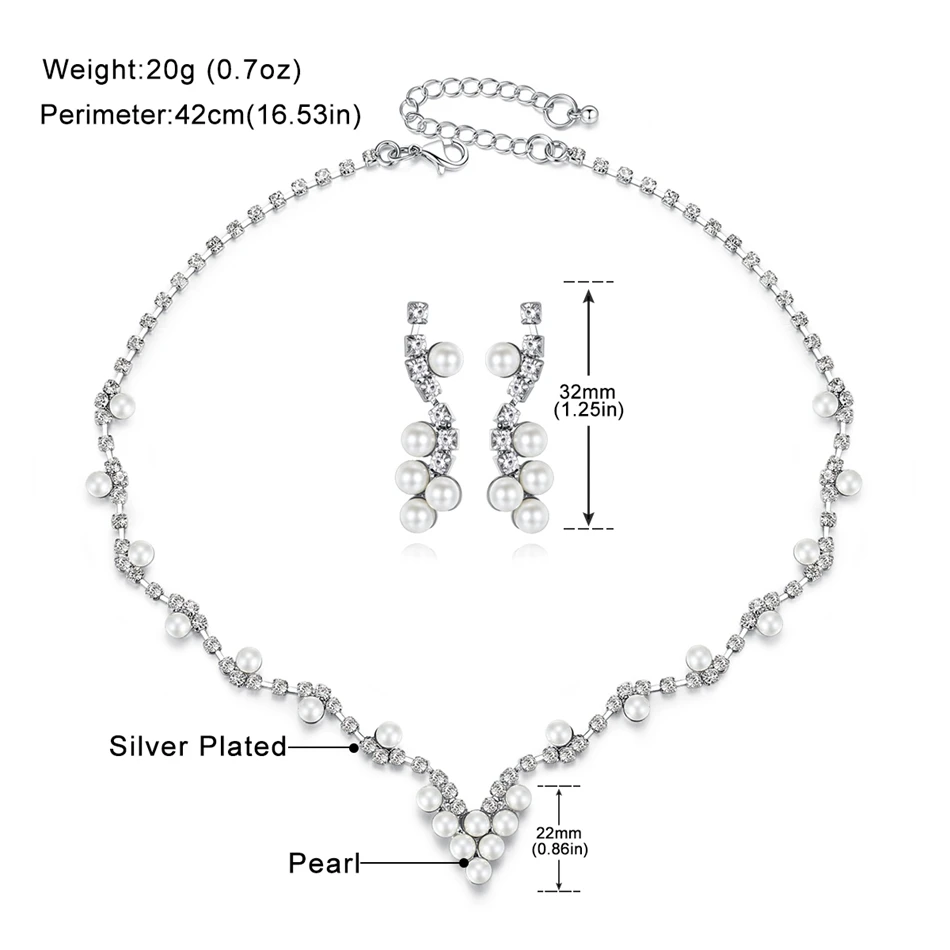 Женский комплект ювелирных изделий Mecresh Серебряные комплекты из серег и ожерелий