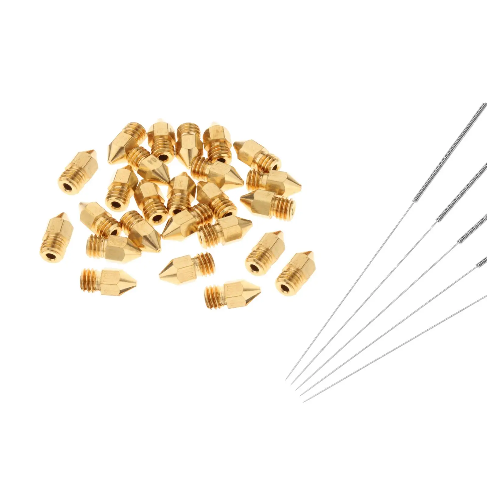 

25pcs 3D Printer Brass Nozzles Extruder with 5 Stainless Steel Cleanning Needles MK8 Ender Hot End for Creality CR-10