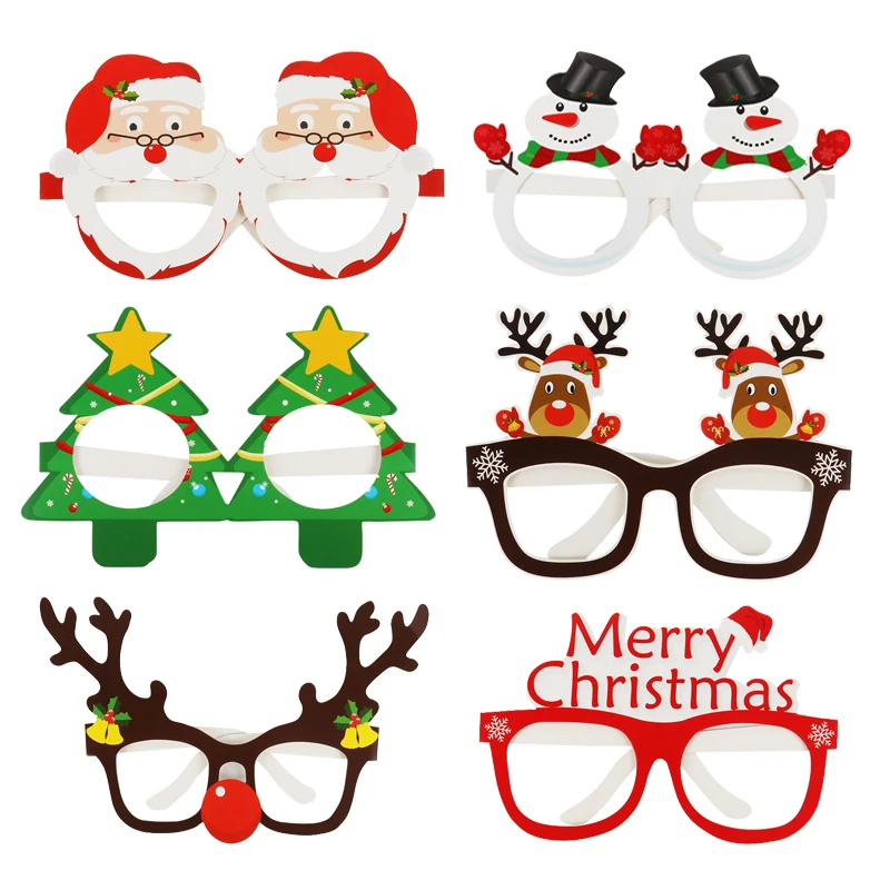 

9 pieces of Santa Claus Christmas tree Elk glasses frame glasses props Christmas decorations New Year Christmas gifts
