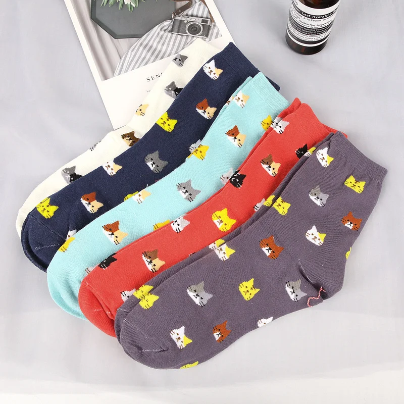 

Kitty socks women's tube socks trend spring and summer Korean net red cute Japanese stockings women Korean autumn socks women