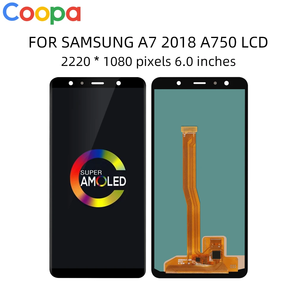 Оригинальный 6 0 &quotSuper AMOLED ЖК дисплей для SAMSUNG Galaxy A7 2018 A750 A75F SM A750F с сенсорным