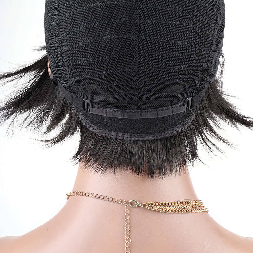 

Short Straight Human Hair Wig Brazlian Hair Remy Hair Machine Made Natural Color Short Human Hair Straight Wig For Black Women