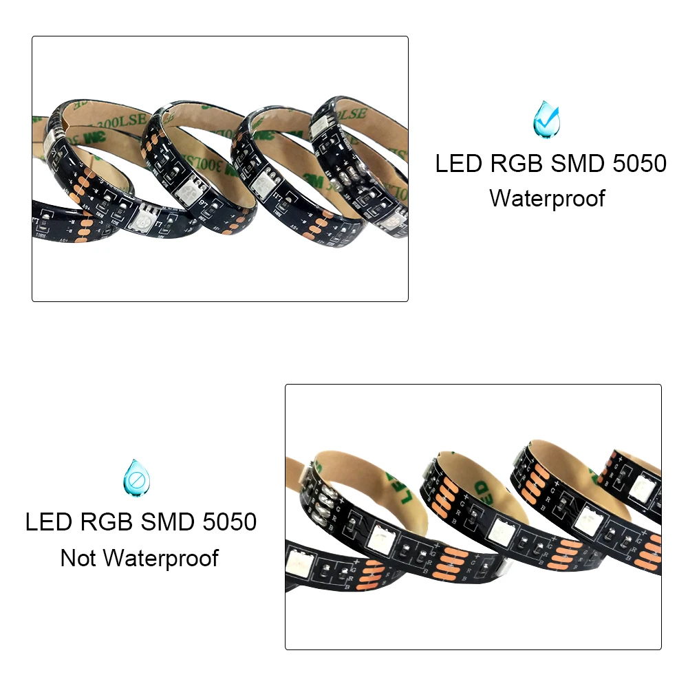 DC5V USB Светодиодные ленты 5050 RGB 50 см, 1 м, 2 м, ТВ фонового освещения Flexibe светодиодный свет полосы 30 светодиодный s/M клейкая упаковочная лента