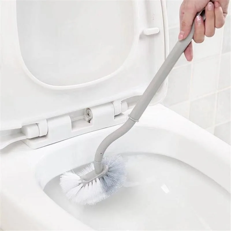 

1PC Toilet Brush Dead Corner Decontamination Cleaning Double Side Curved Plastic Brush Toilet Bathroom Long Handle Brush