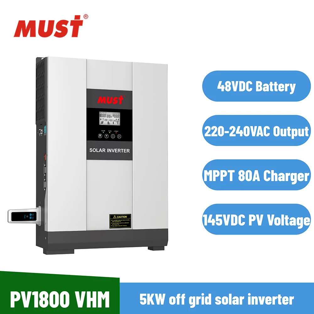 Инвертор солнечный MUST Solar PV1800 VHM Series 5 кВт для дома со встроенным контроллером Mppt 80