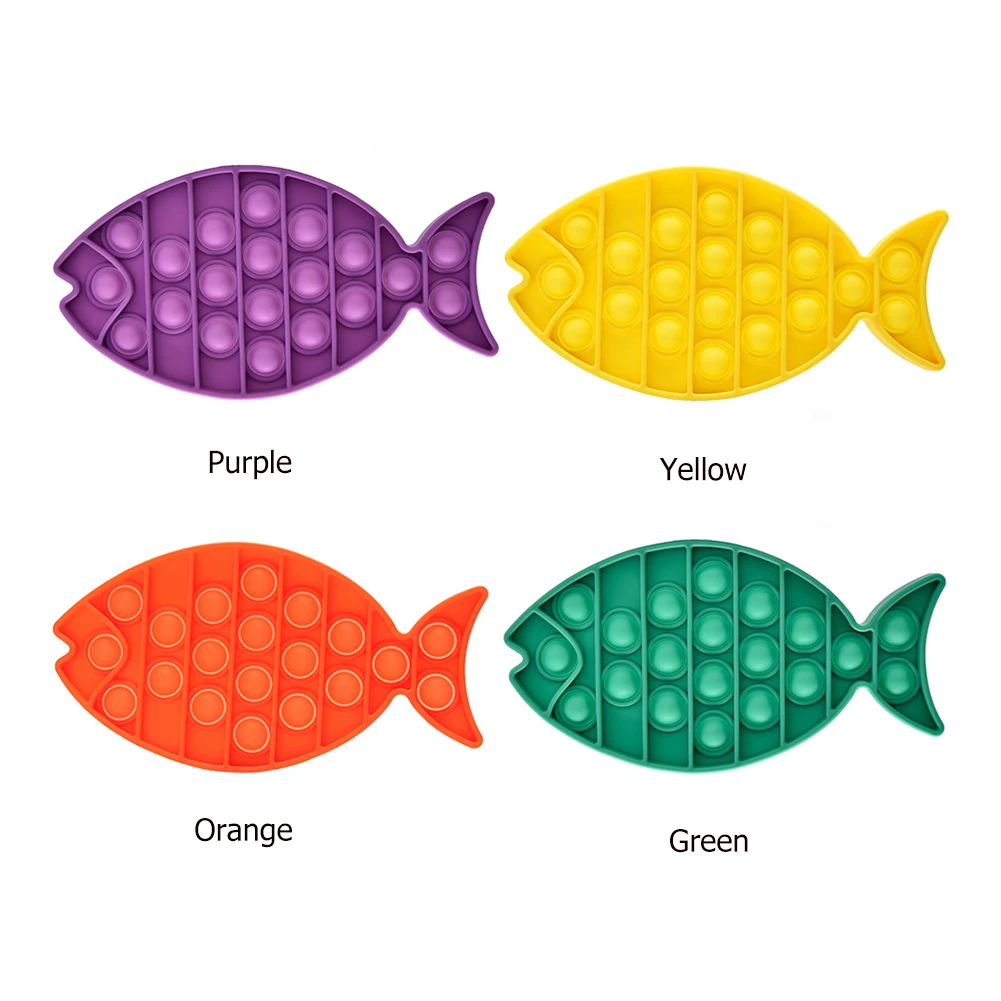 

Fish Shape Push Bubble Fidget Sensory Toy Focus Training Tabletop Game Puzzle Reusable Bubble Popping Game Vent Toy Squeeze Toy