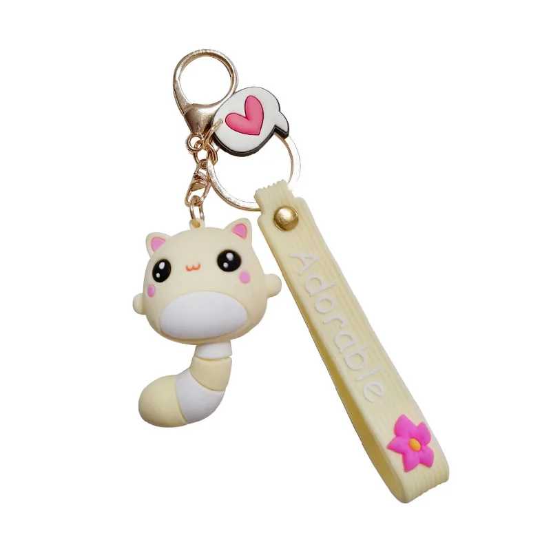 

Cute Cat Kitten Girl Keychain Pendant Cartoon Creative Big Tail Cat Bag Ornament Couple Gift Hanging Chain