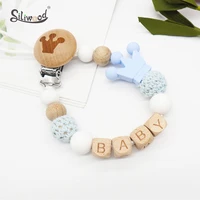 personalized name handmade pacifier clips holder chain silicone pacifier leashes chains crown baby teether teething dummy clip