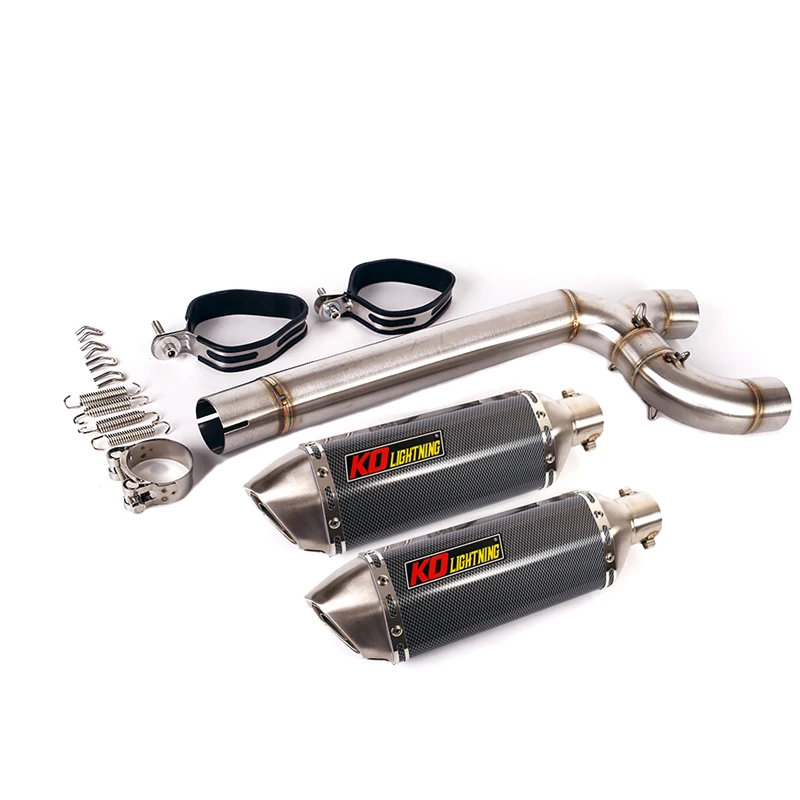 Yamaha FZ6N FZ6S FZ6 Motorcycle Replace Original System 1x Middle Link Pipe Connect 2x Exhaust Muffler Tube Left Right Side image 4