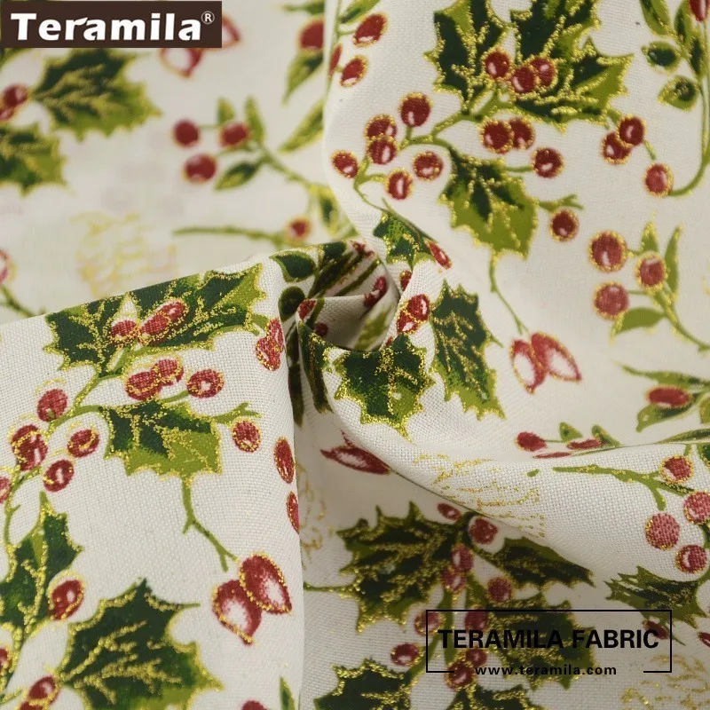 Teramila, Золотая фольга, композитная ткань, с принтом, рождественские листья, узоры, мешок, чулок, декорация, рукоделие, шитье, 50 см x 150 см/штука