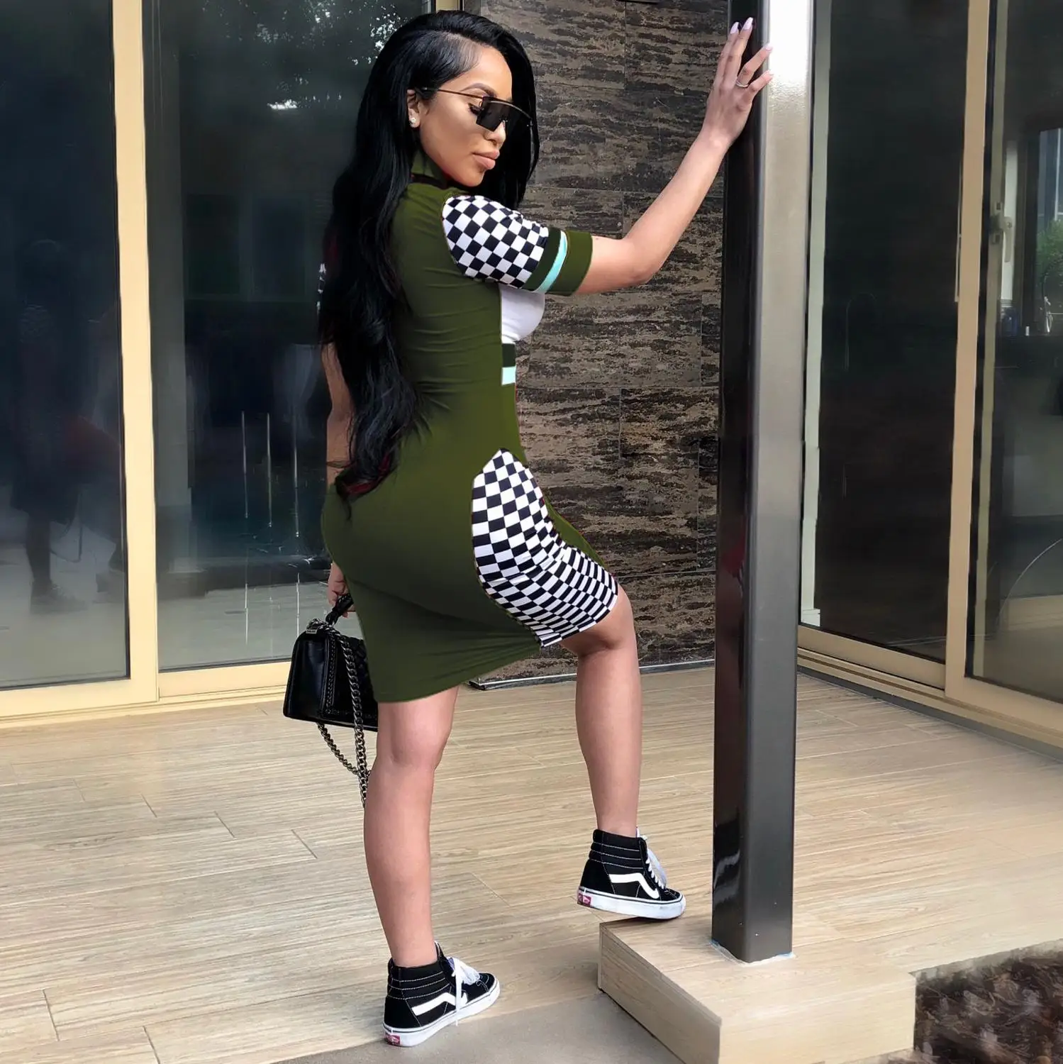 Летнее платье OKAYOASIS новинка 2018 года женская одежда сарафан на молнии с V-образным