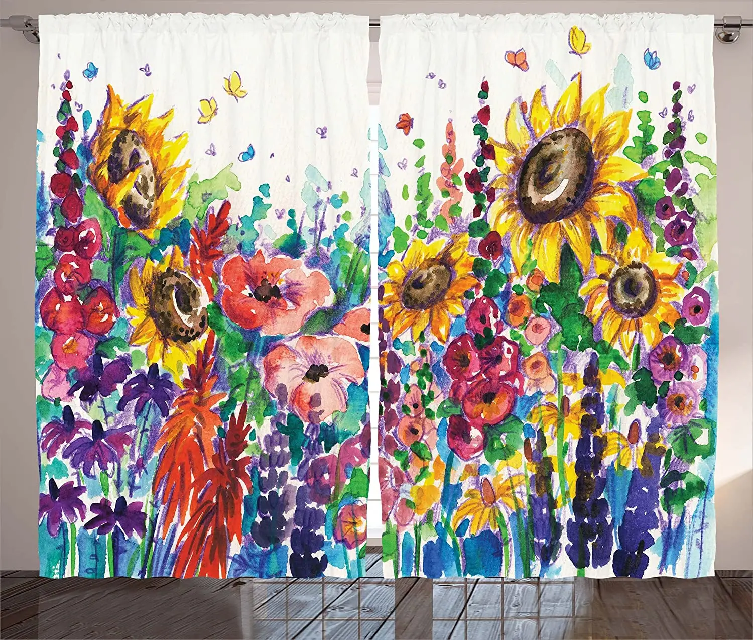 Цветочные занавески цветочный акварельный стиль Полевые цветы в стране Lansdcape