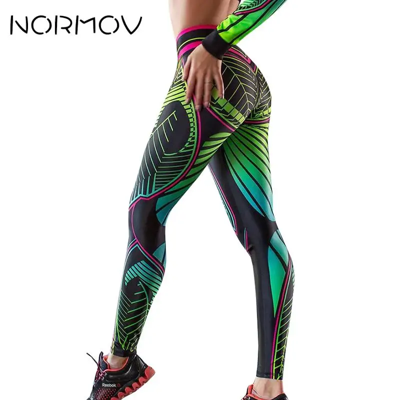 

NORMOV Digital Printing Woman Fitness Leggings High Waist Sport Legins Femme Workout Legging Push Up Elastic Leggins For Fitness