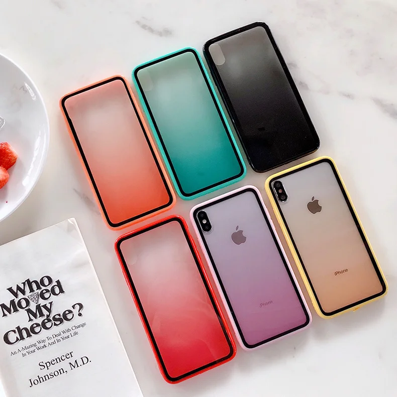 RainBow Gradient Transparent Acrylic Case For iphone XS Max XR X 6 6s 7 8 Plus Colorful Shockproof Phone Cover Protect Cases |