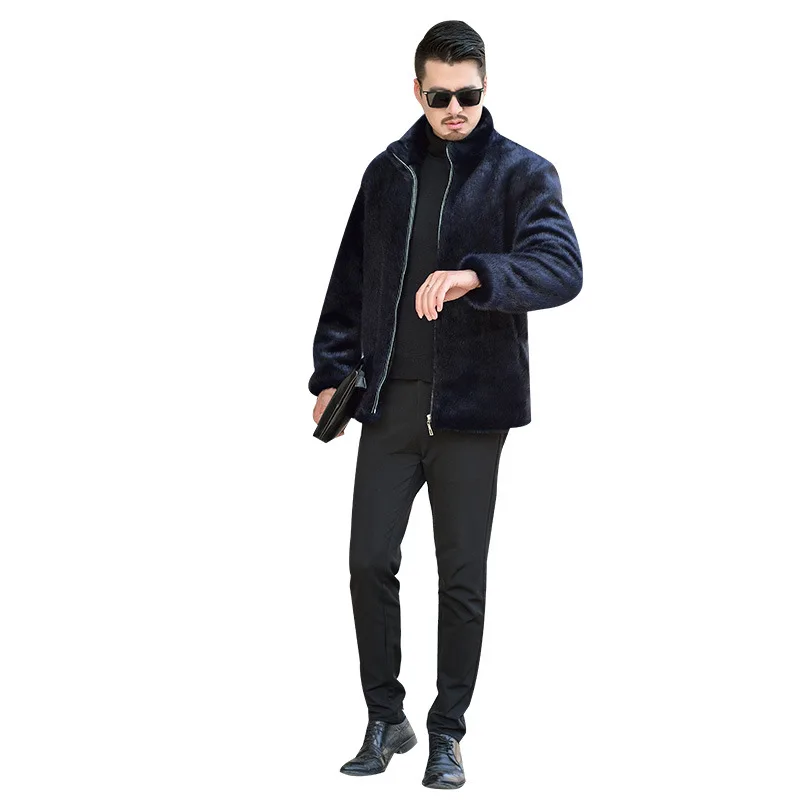 

Men's imitation fur coat trendy 2021 winter new imitation mink stand-collar mink coat men's mink velvet coat