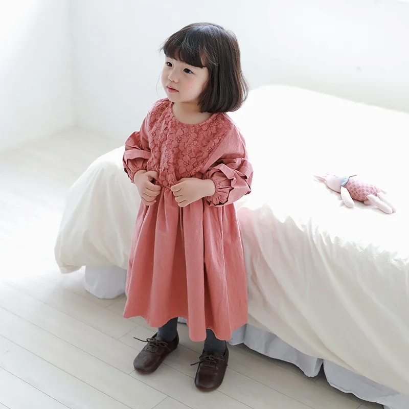 От 2 до 6 лет для детей и младенцев девочек платье с кружевным узором длинные
