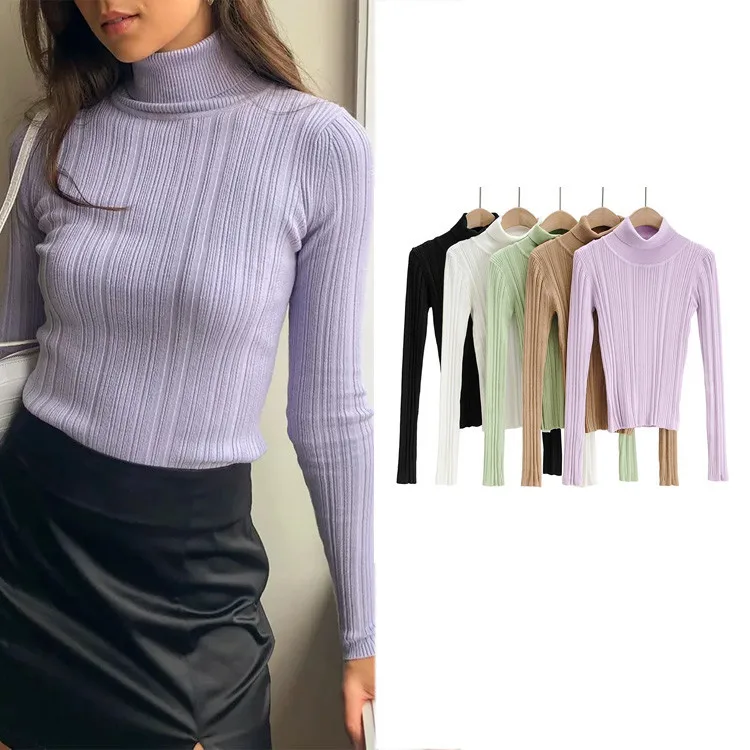 

Женский свитер с высоким воротником Za, дизайнерский осенний свитер с длинным рукавом, 2021