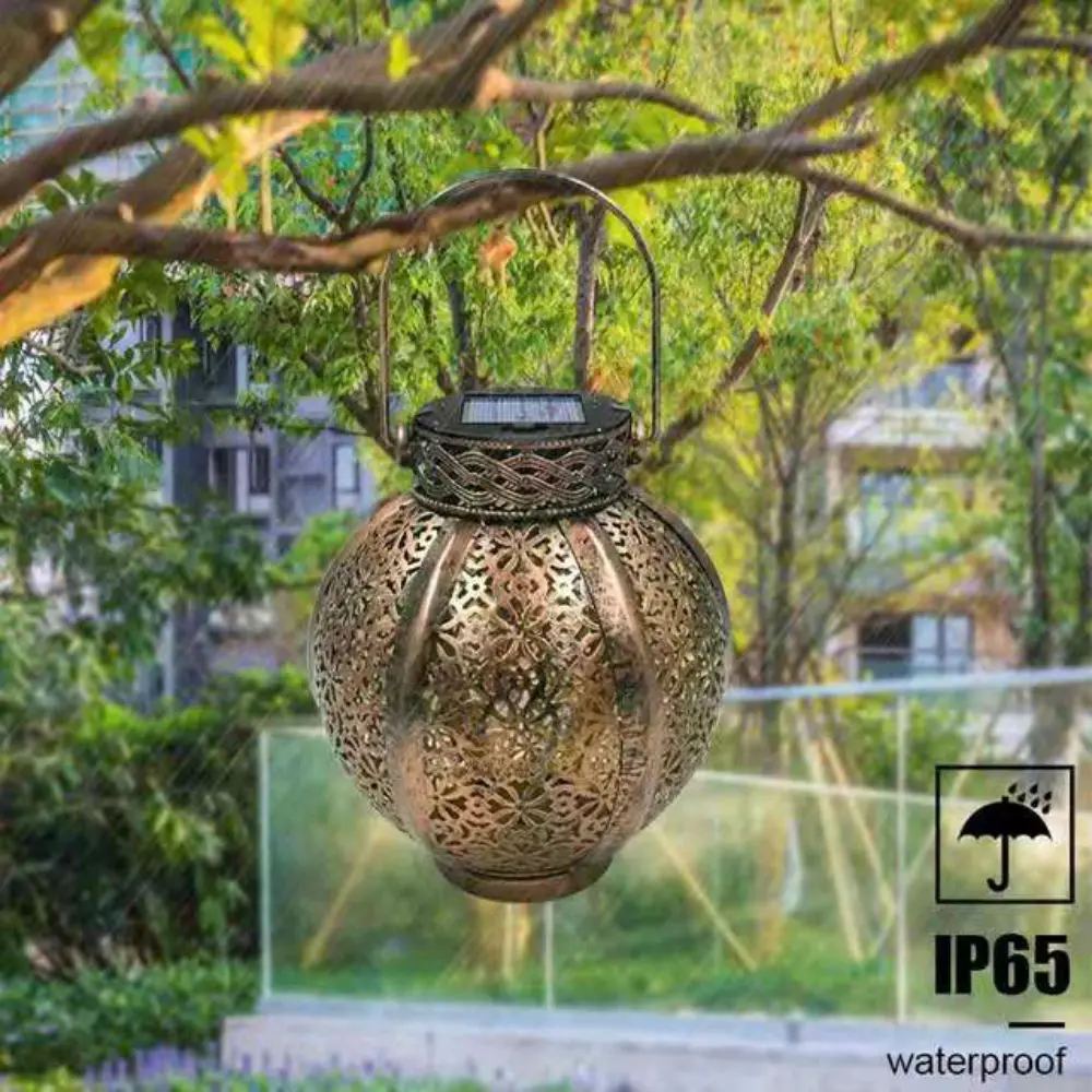 Подвесные солнечные фонари в стиле ретро полые садовые с ручкой украшение для
