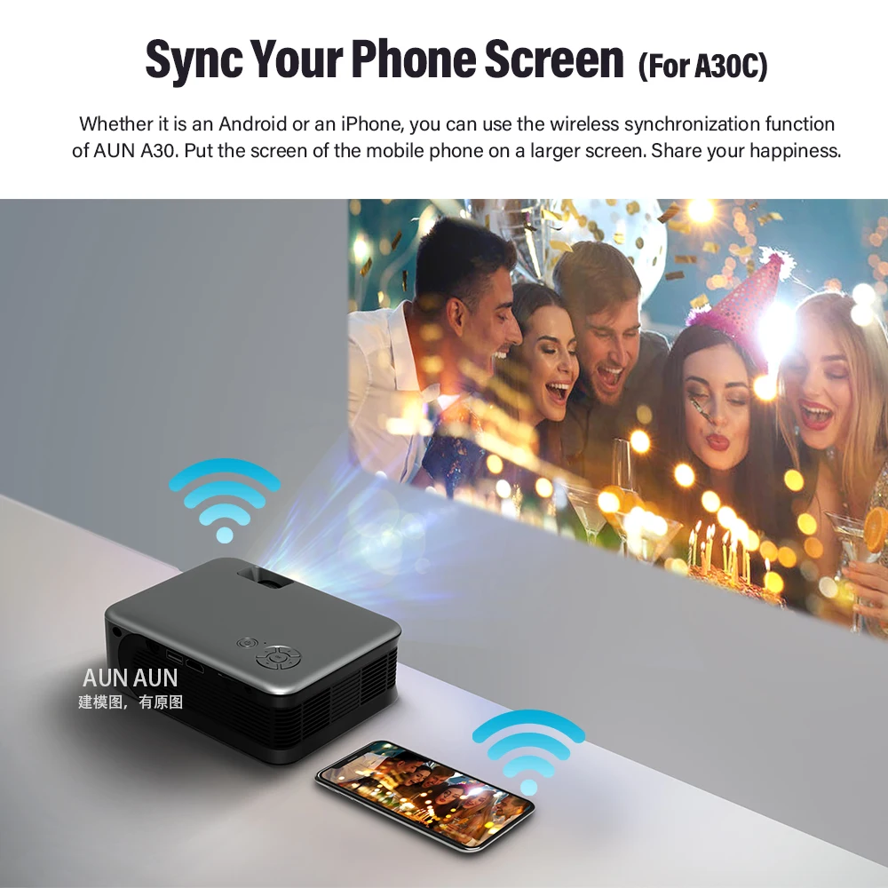 AUN Новый Мини проектор телевизор smart TV WiFi портативный поход домашний кинотеатр с