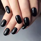 24 шт. блестящие черные накладные ногти с желеобразным клеем, искусственные короткие накладные ногти, полное покрытие, накладные ногти, инструмент для маникюра