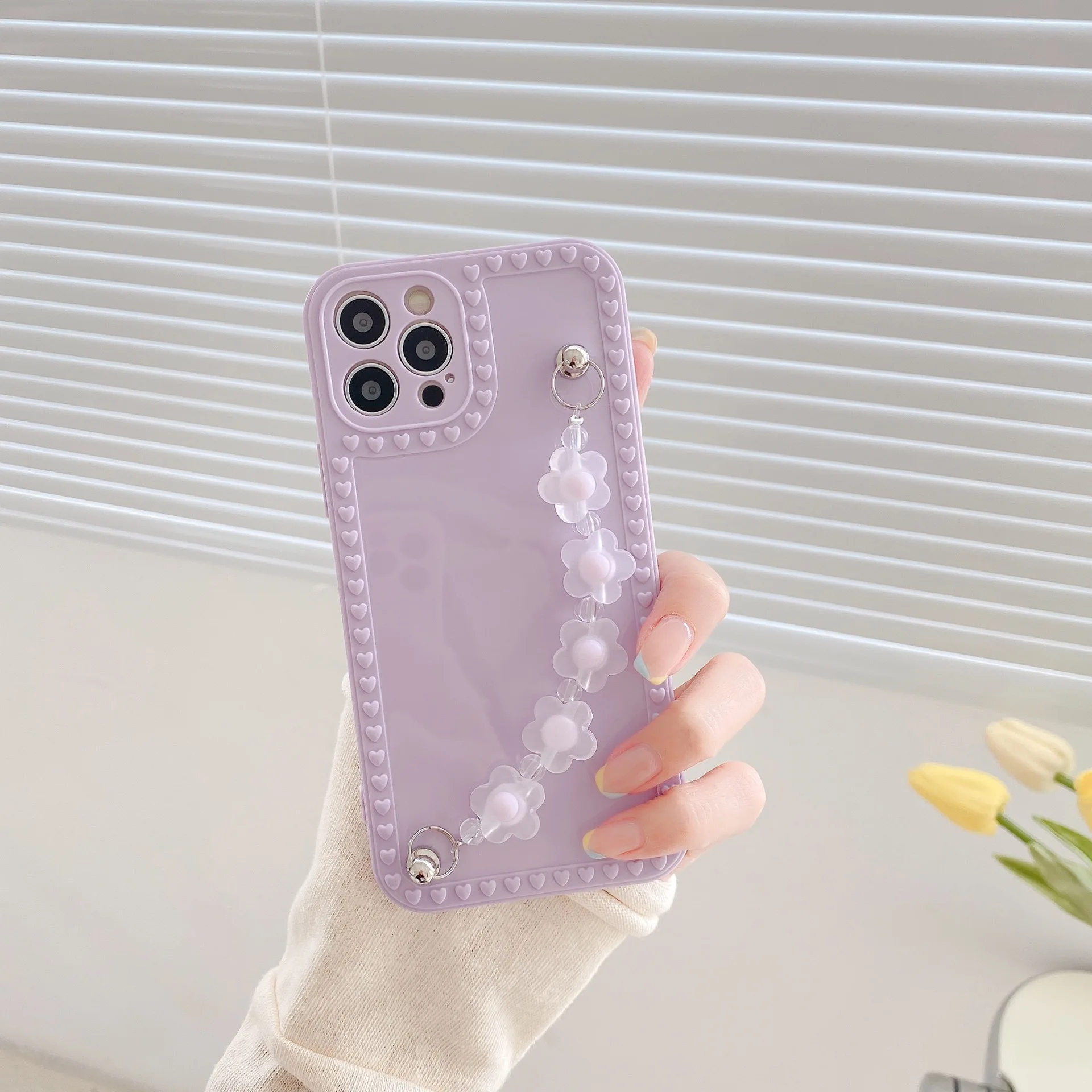 

Ins Simple Purple Flower Bracelet Phone Case For iPhone 12 Mini 11 Pro Max X Xs Max Xr 7 8 Puls SE 2020 Cases Soft TPU Cover