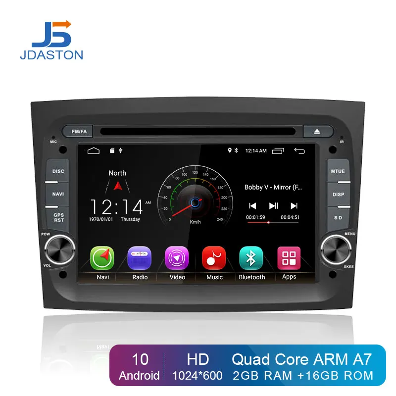 JDASTON Android 10 автомобильный DVD плеер для Fiat Doblo 2015 2016 GPS навигация один Din
