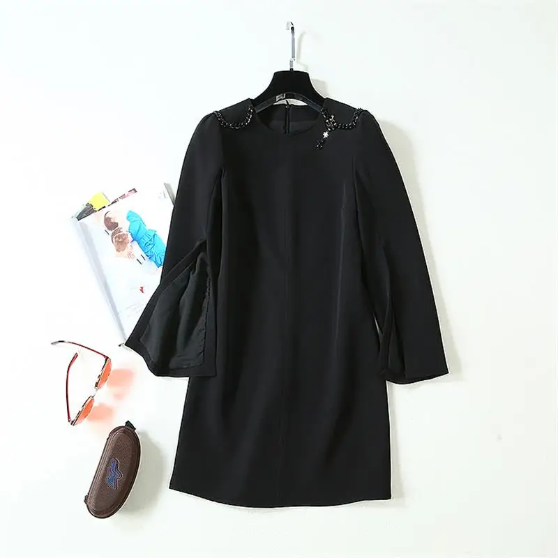 Женское мини-платье с круглым вырезом повседневные однотонные платья длинным