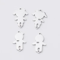 20pcslot 1419mm cute boys girls connector charms mirror polish stainless steel charms for diy making necklace braid bracelets
