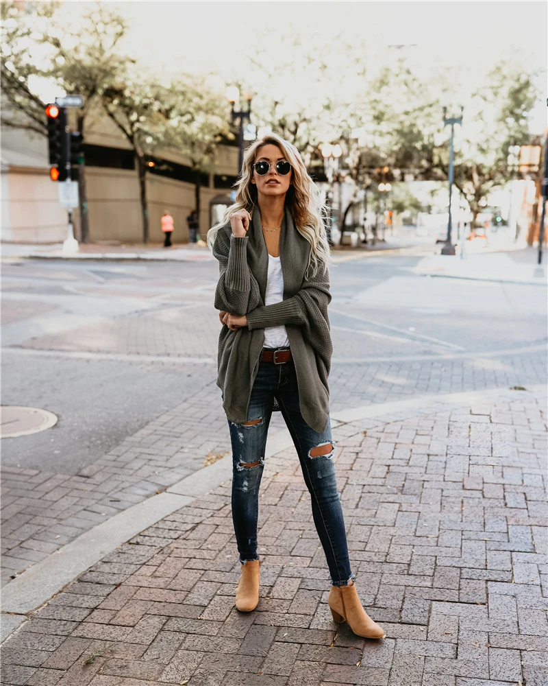 2019 осень и зима взрывы рукав летучая мышь мода свободный большой размер длинный