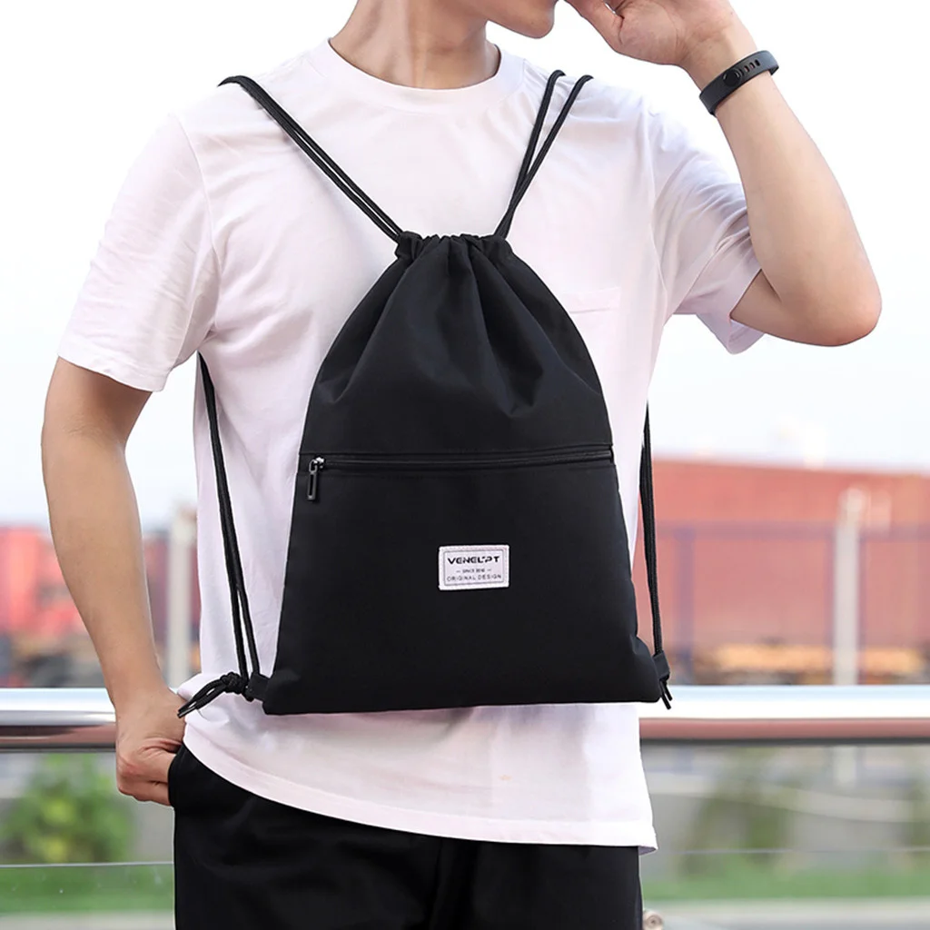

Drawstring Backpack Bag Unisex Waterproof Zipper Bundle Rope Travel Sport Backpack School Bags Mochila Saco Con Cremallera #y2