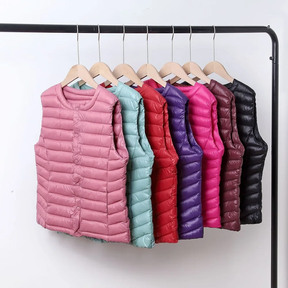 

Down Cotton Vest Jacket Women 2020 Vest Autumn Winter Coat Warm Cotton Vest Women Light and Thin Inside Outside Waistcoat