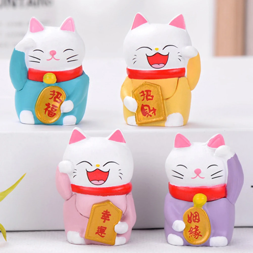 4 шт. миниатюрные статуи с изображением котов пейзаж украшение для сада бонсай