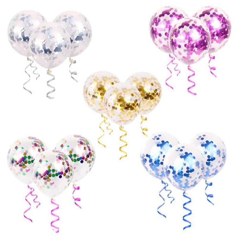 5 шт. латексные блестящие шары с конфетти 12 дюймов | Дом и сад