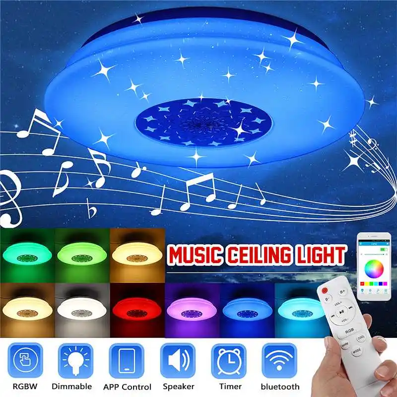 Светодиодный музыкальный потолочный светильник 120 Вт RGB bluetooth динамик лампа для