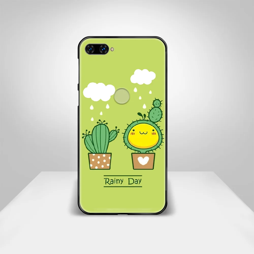 cartoon Cactus green Phone Case Cover Hull For HUAWEI honor 8 8c 8a 8x 9 9a 9x V10 MATE 10 20 I lite pro black cell cover luxury | Мобильные