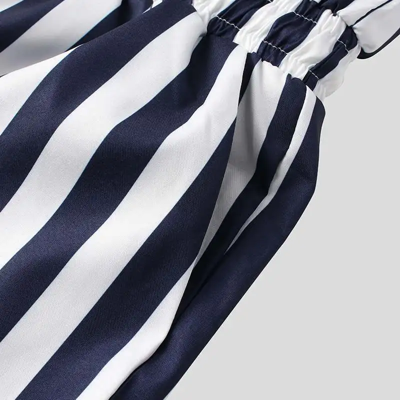 

Striped Men Rompers Short Sleeve Streetwear Shorts Lapel Jumpsuit Button Drawstring 2021 Summer Fashion Casual Men's Playsuit