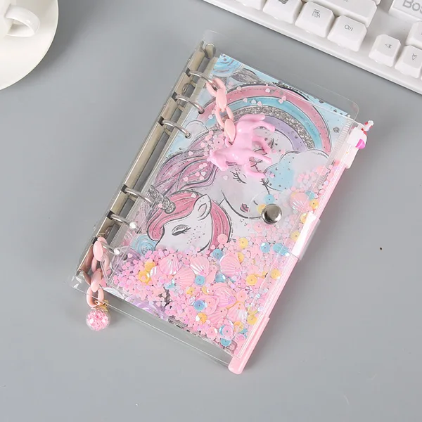 Наклейки для дневника в виде единорога, блокнот с пайетками, Cuadernos Y Libretas, бумажные вставки в школу, спиральная лексика - Цвет: A