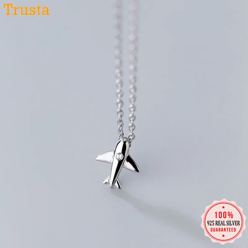 Trustdavis, 925 пробы, серебро, милый самолет, CZ серьги, подвеска, ожерелье для женщин, ювелирные изделия из стерлингового серебра, подарок DS222