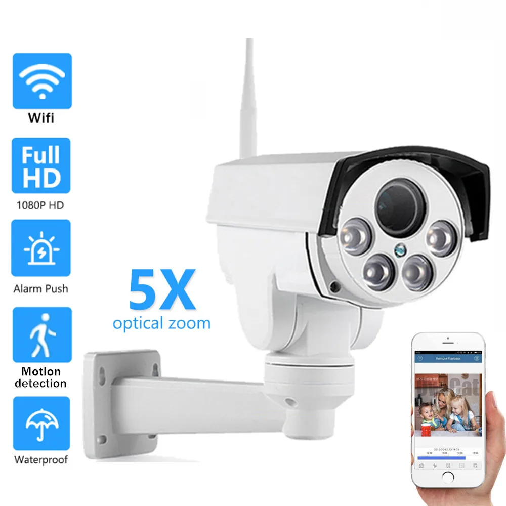 

2MP 5MP Network Wireless PTZ IP Camera 5X 10X Optical Zoom Bullet Outdoor Wifi Audio/Sound Record P2P IR CamHi CCTV Surveillance